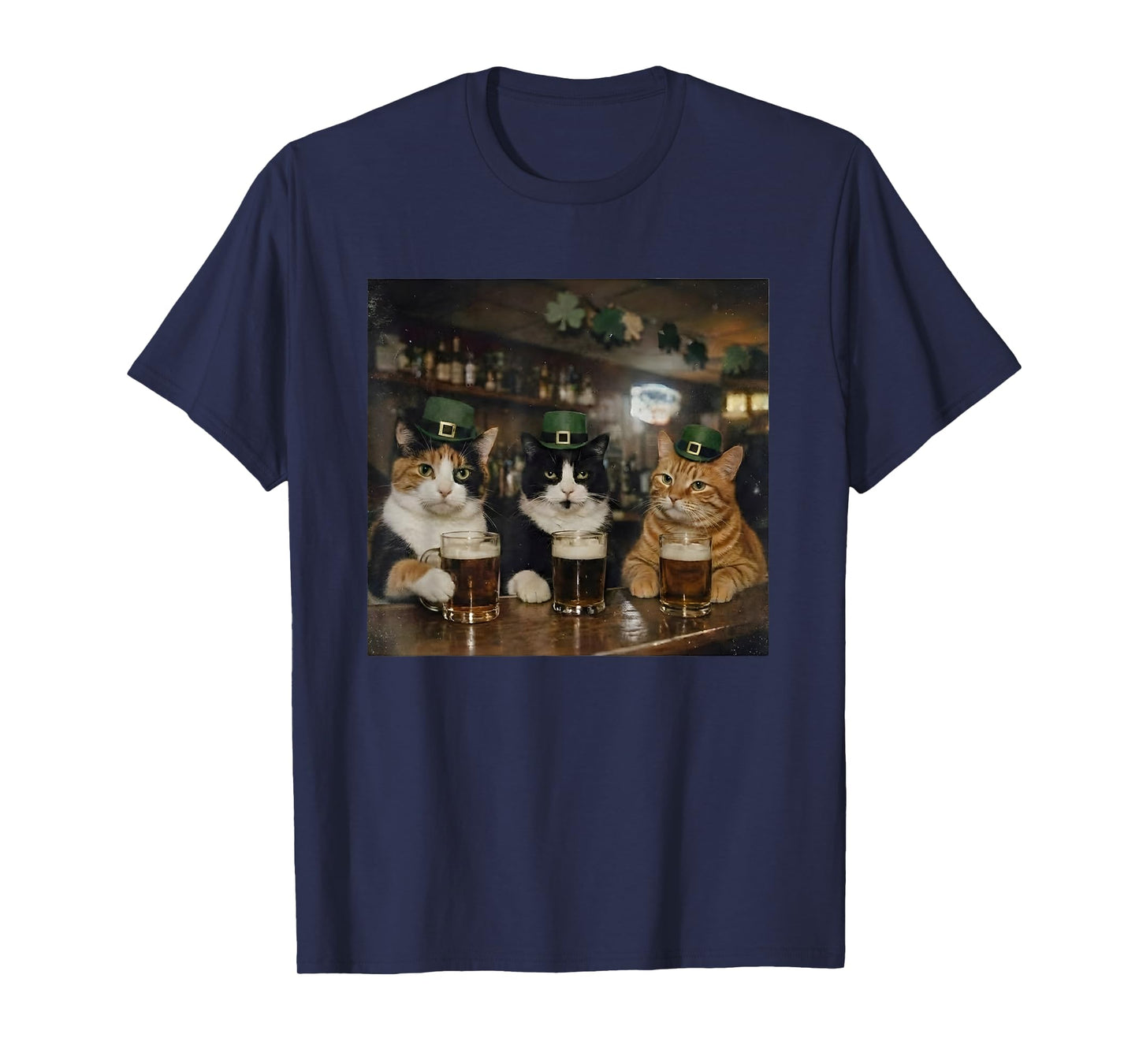 St Patricks Day Drinking Cats Leprechaun Hats Bar T-Shirt