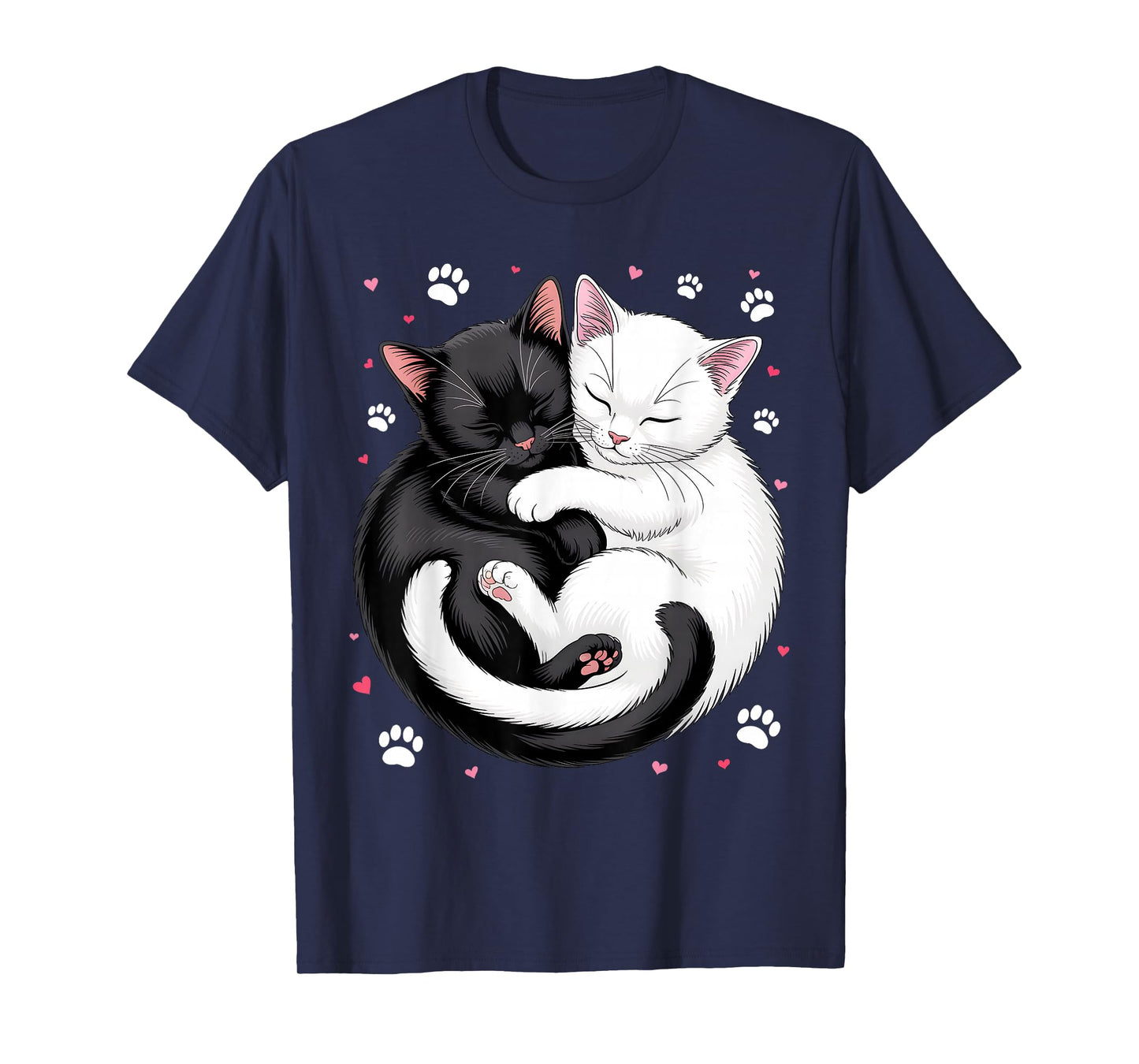 Yin and Yang Pet Cat Black White Cats T-Shirt