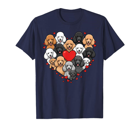 Cute Poodle Heart Love Dog Pet Valentine T-Shirt