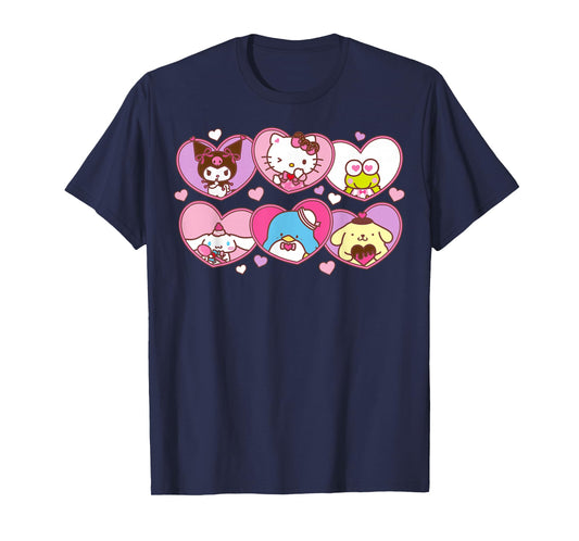 Hello Kitty Valentine's Day Sanrio Characters Heart Frames T-Shirt