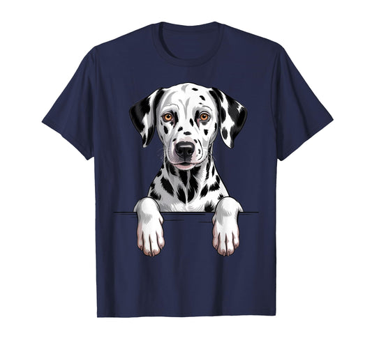 Dalmatian Funny Peeking Pocket Puppy Dog Lover T-Shirt