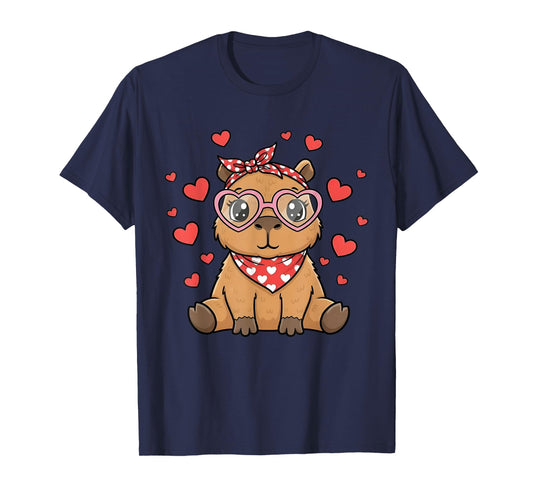 Capybara Valentines Day Girl Hearts Valentine Capybara Women T-Shirt