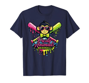 Party Animals Baseball Funny Monkey T-Shirt