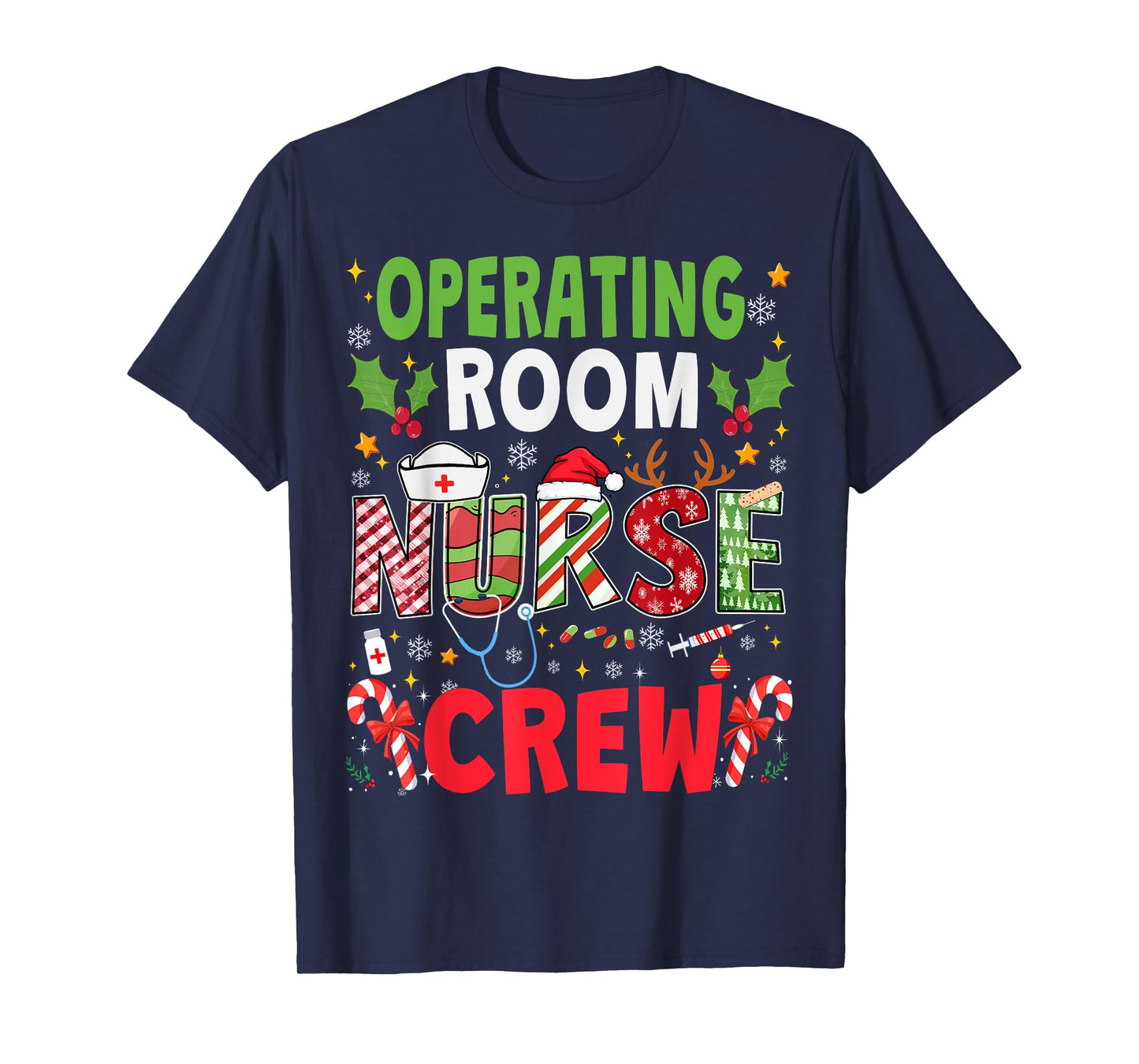 Operating Room Nurse Christmas Crew Funny Xmas Nurse Pajama T-Shirt