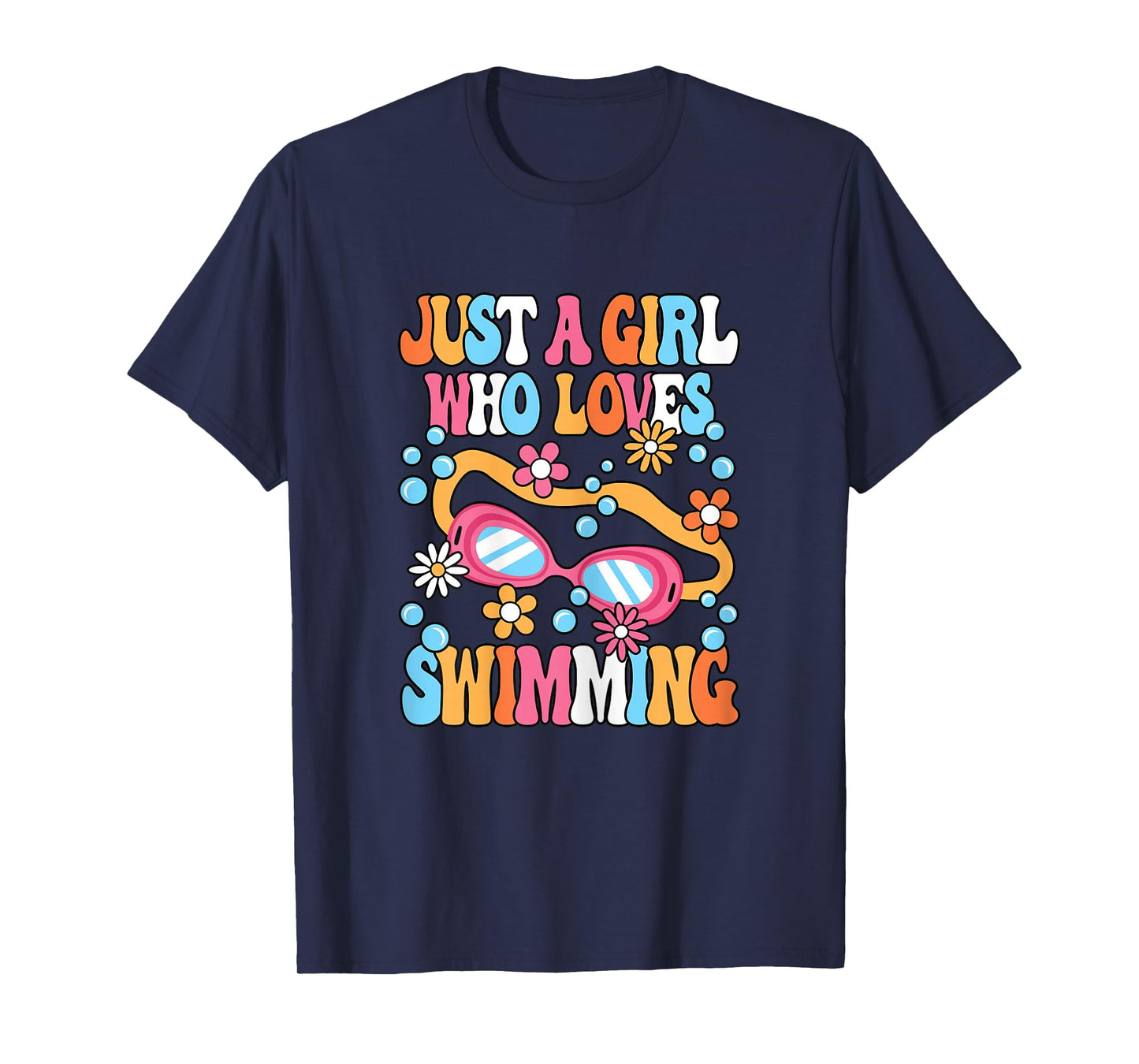 Just A Girl Who Loves Swimming Groovy Cute Swimmer Swim Kids T-Shirt