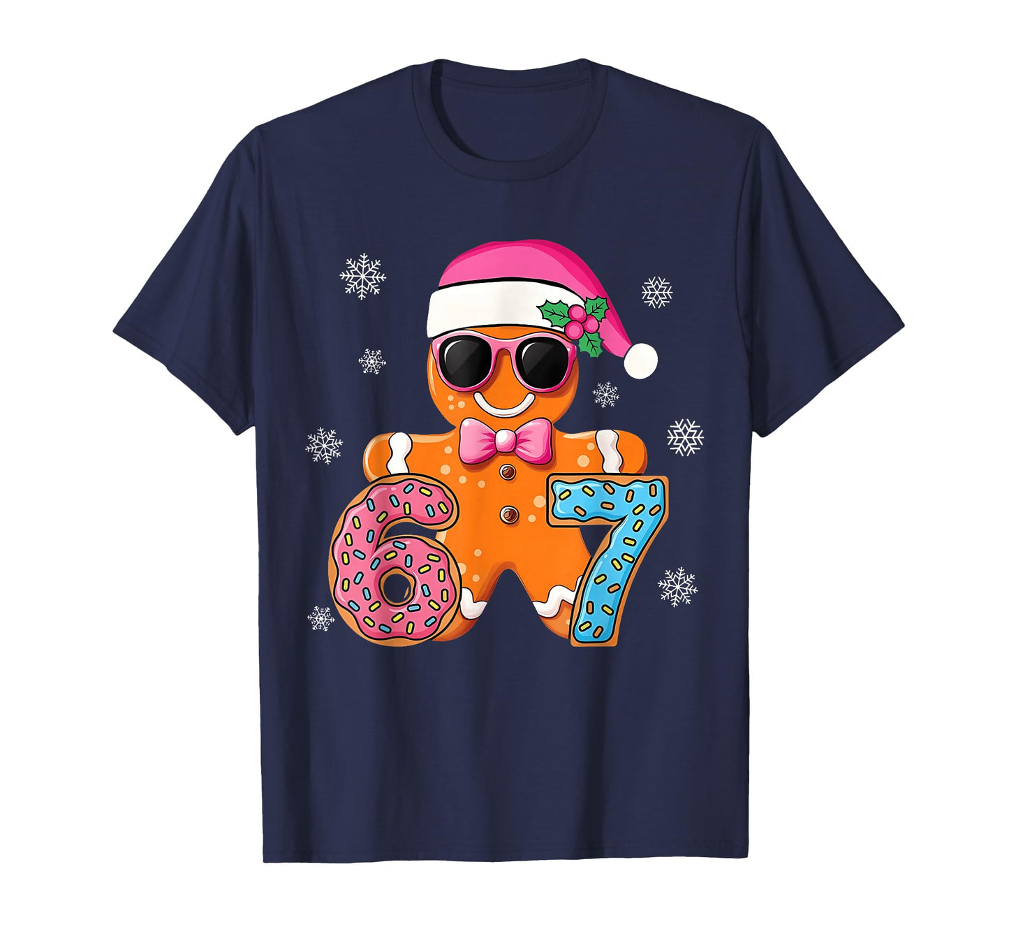 Gingerbread Six Seven 67 Meme 6 7 Funny Christmas Boys Kids T-Shirt