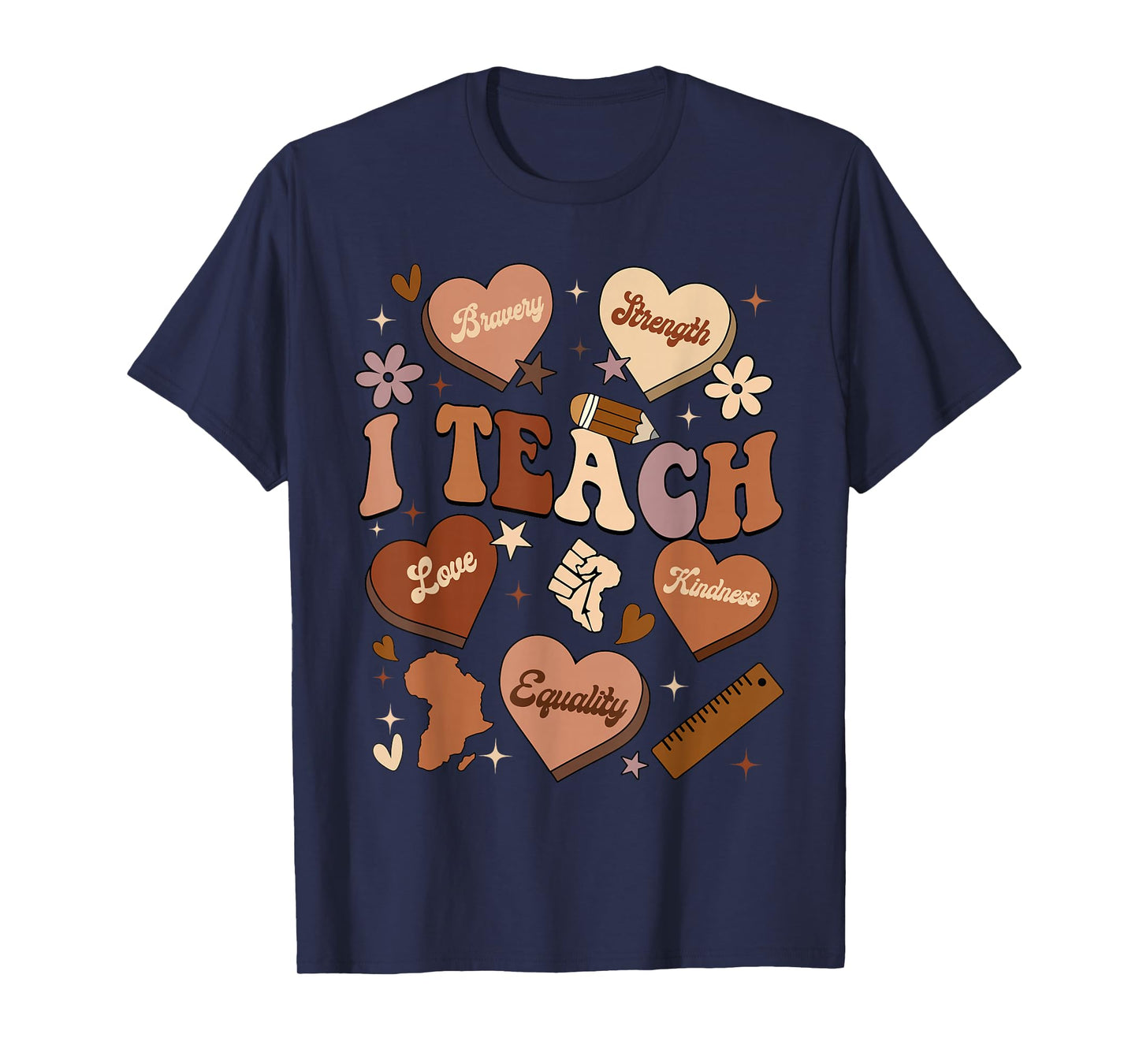 Black History Month I Teach Melanin Hearts Black Teacher T-Shirt