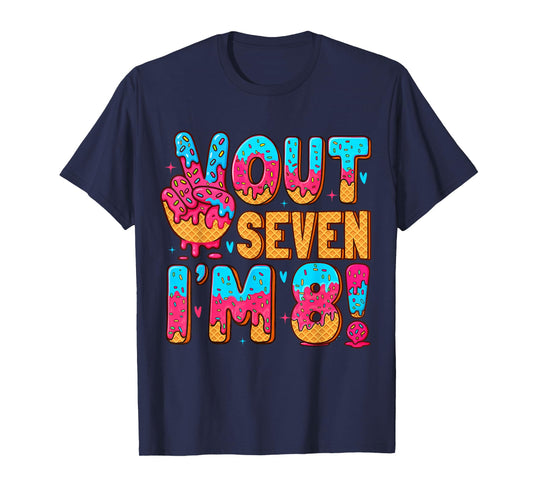 Peace Out 7 I'm 8 Eight Year Old 8th Birthday Ice Cream Drip T-Shirt