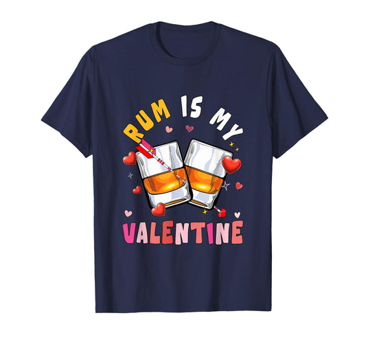 Rum is My Valentine Hearts Matching Drinker Family Couple T-Shirt