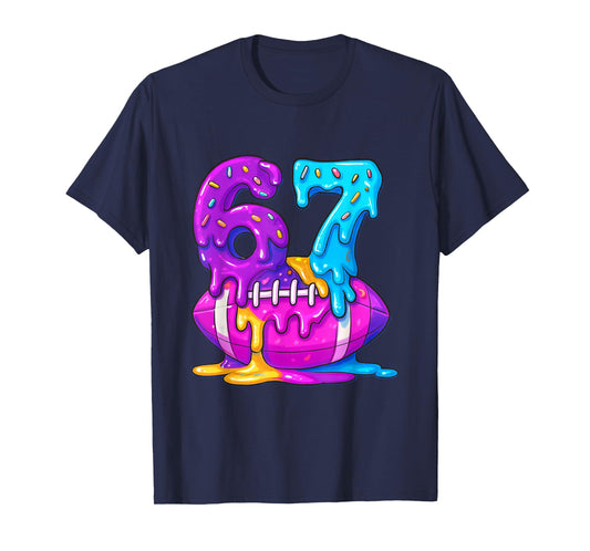 67th Birthday Ice Cream American Football Drip 6 7 Player T-Shirt