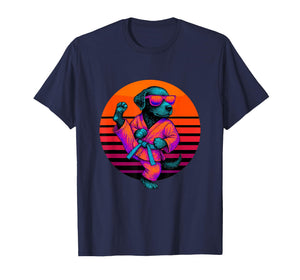 Retro Dog with Taekwondo Belt Taekwondo Fighter T-Shirt