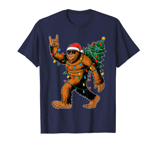 Most Wonderful Christmas Bigfoot Christmas Tree Lights Xmas T-Shirt
