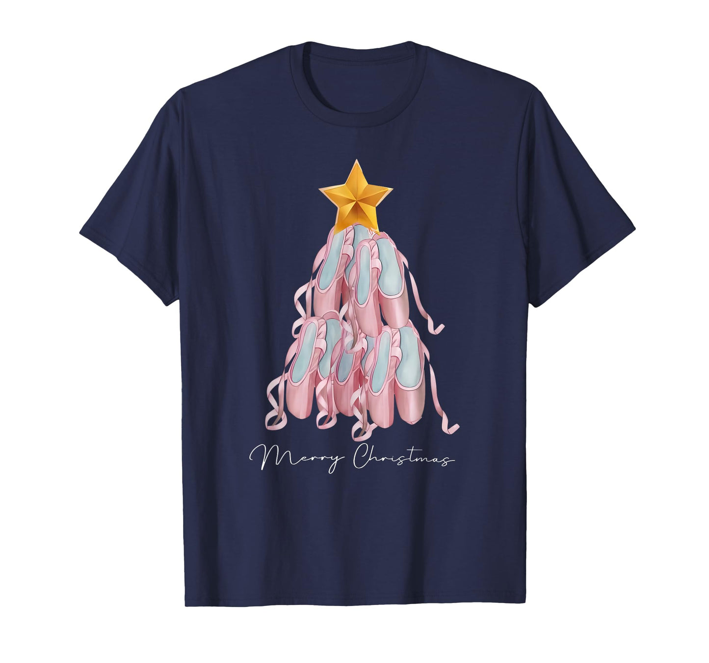 Dancer Pointe Shoe Christmas Tree Ballet Dance Teacher Xmas T-Shirt