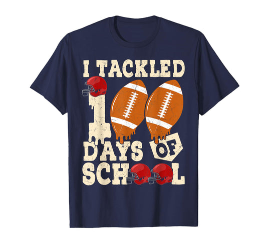 100 Days of School Boys Kids 100th Day of School Football T-Shirt