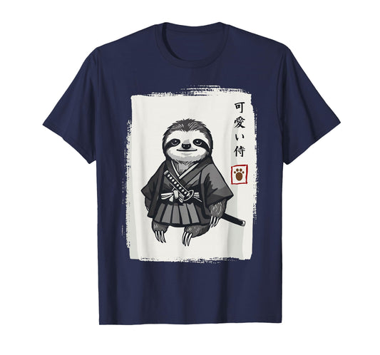 Samurai Sloth Shirts for Women Men Vintage Graphic Japanese T-Shirt
