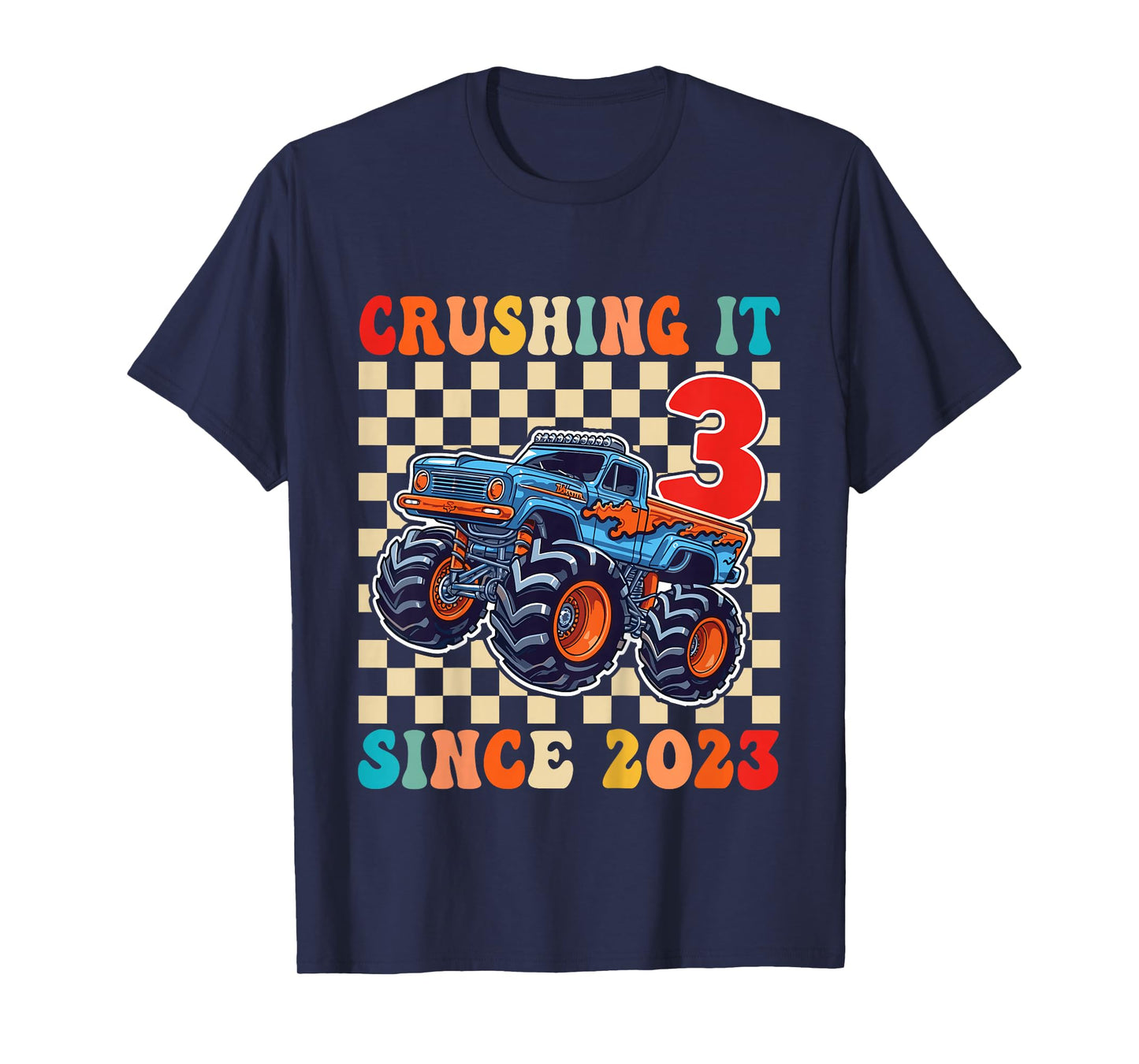 Birthday Monster Truck 3 Year Old Boys 3rd Party Born 2023 T-Shirt