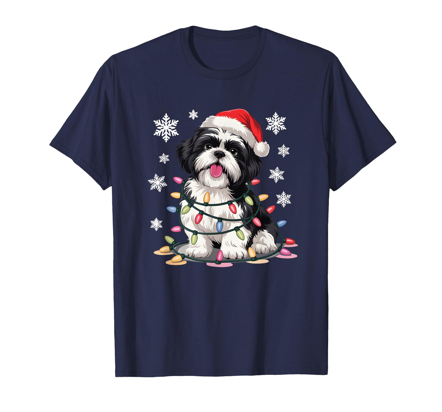 Christmas Dog Shih Tzu Santa Xmas Women Men Kids T-Shirt