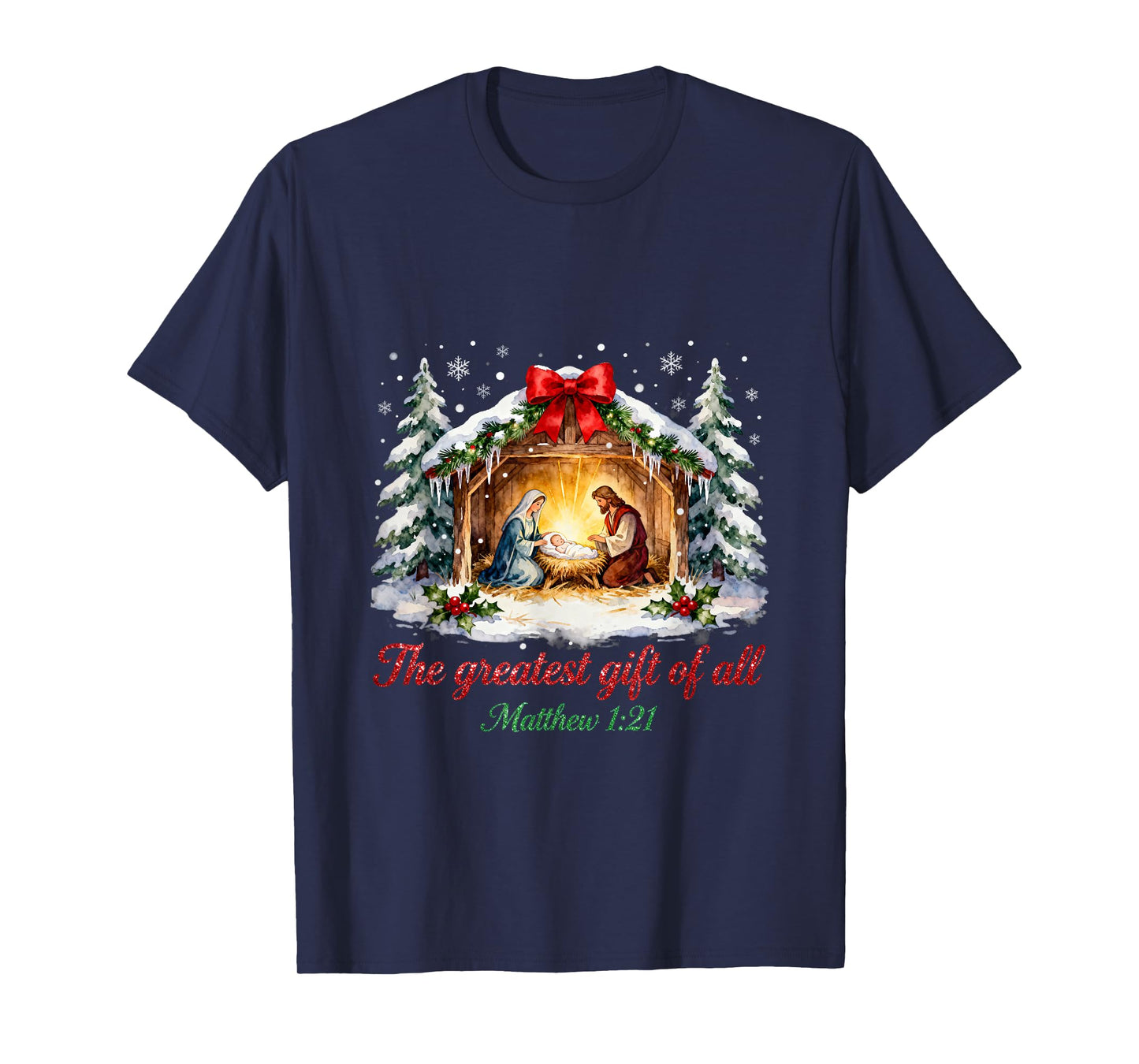 Matthew 1:21 Coquette Christmas Greatest Gift of All T-Shirt