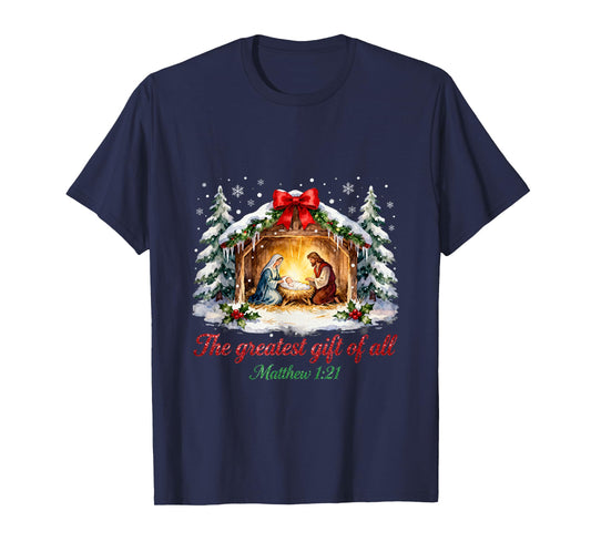 Matthew 1:21 Coquette Christmas Greatest Gift of All T-Shirt