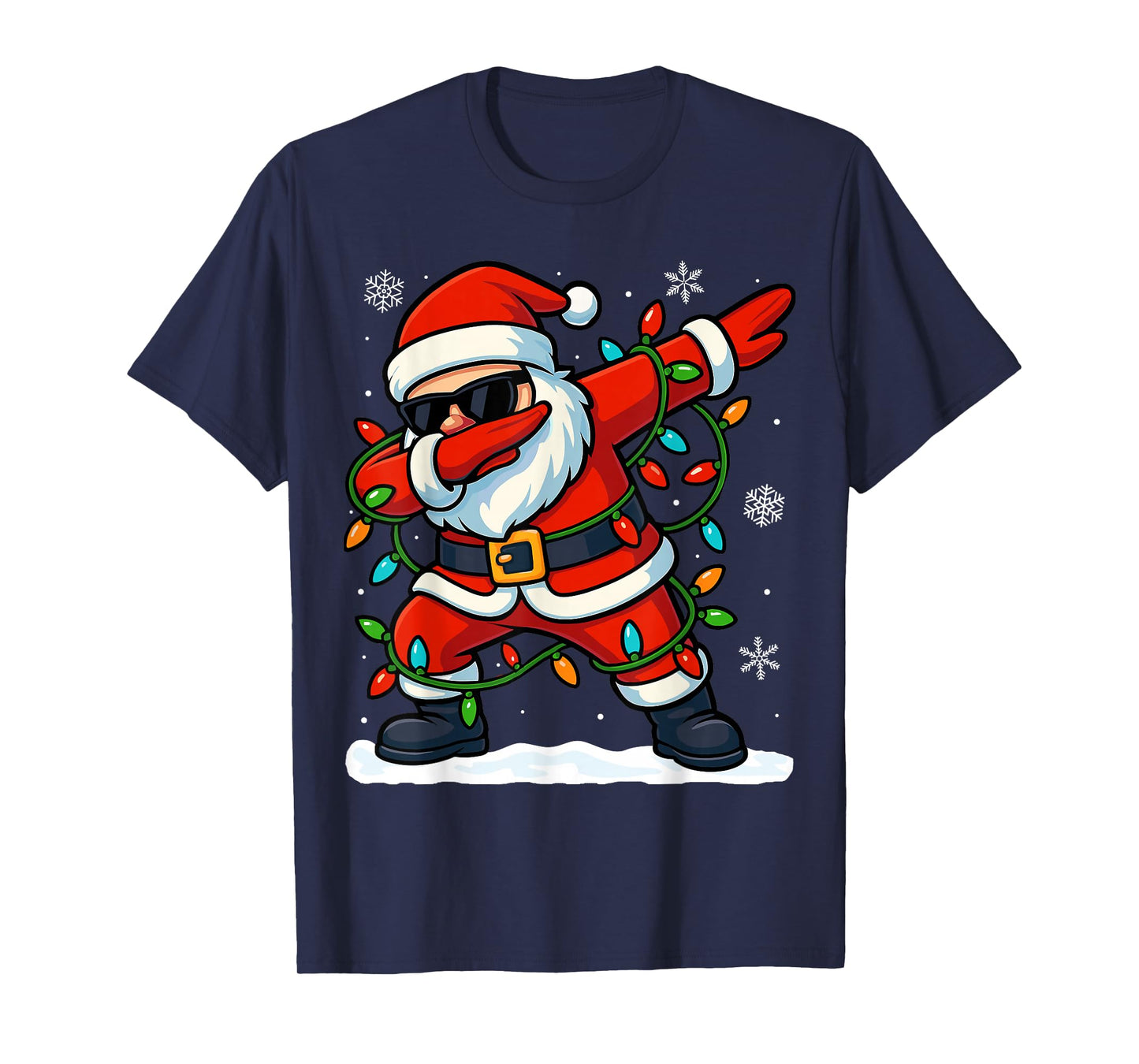 Dabbing Santa Christmas Girls Xmas Lights Boys Christmas T-Shirt