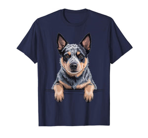 Blue Heeler Funny Peeking Australian Cattle Dog Lover T-Shirt