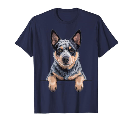 Blue Heeler Funny Peeking Australian Cattle Dog Lover T-Shirt
