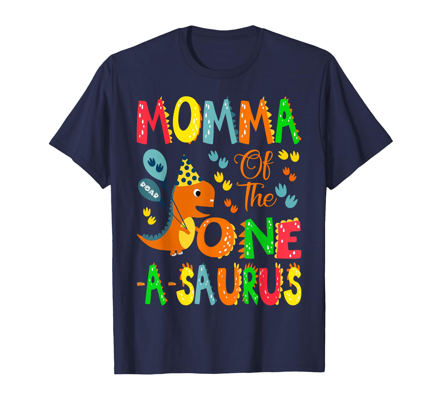 Momma of The One-A-Saurus 1st Birthday Boy Dinosaur Lover T-Shirt
