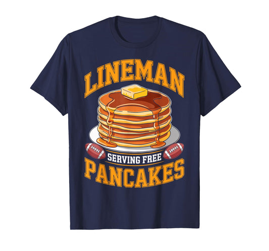 Lineman Serving Free Pancakes Football Player Game Day Fan T-Shirt