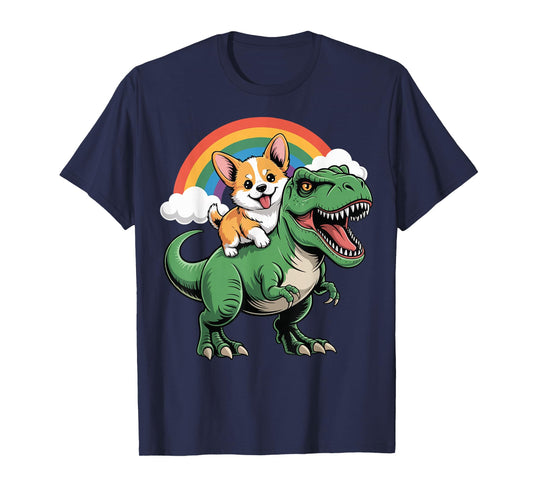 Corgi Riding T-Rex T-Shirt