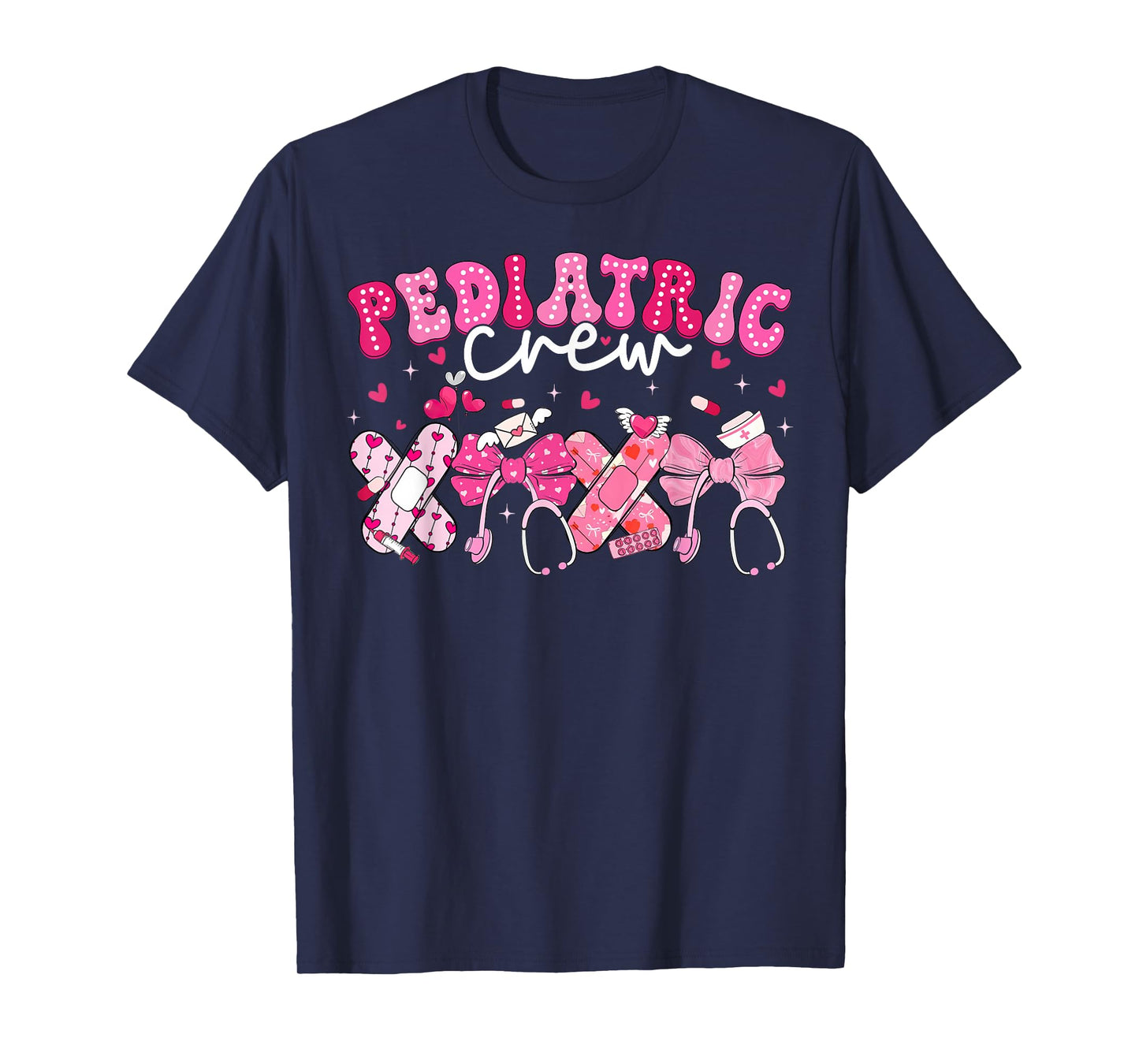 Valentine Pediatric Crew XOXO Nurse Coquette Bow Peds Women T-Shirt