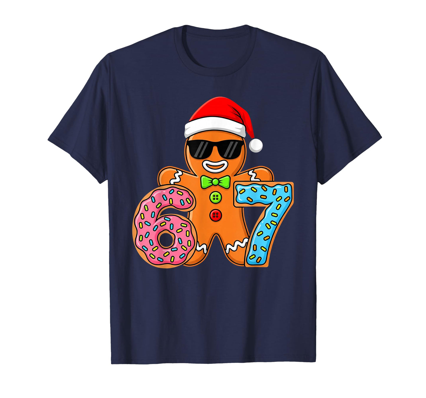 Funny Gingerbread Six Seven 67 Ice Cream Drip Christmas Boys T-Shirt
