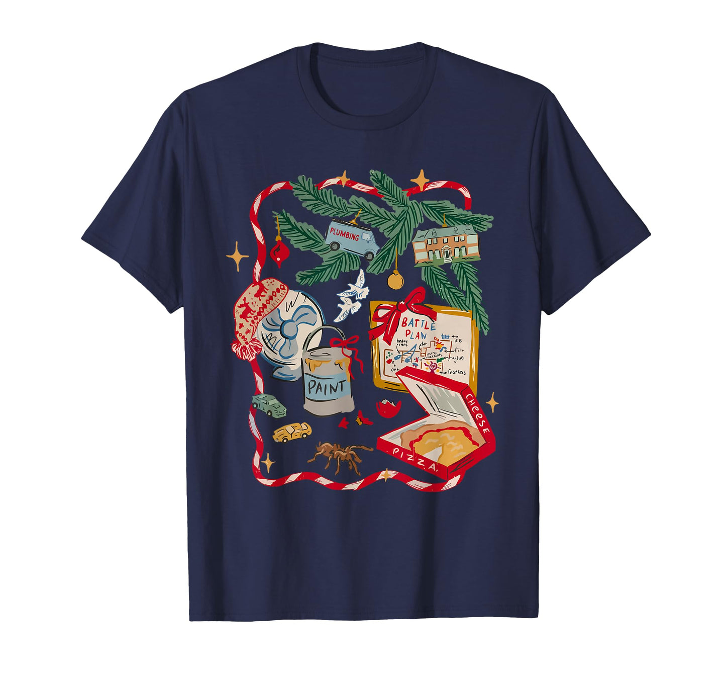 Funny Battle Plan Christmas Home Kids Hand Dawn Alone Xmas T-Shirt