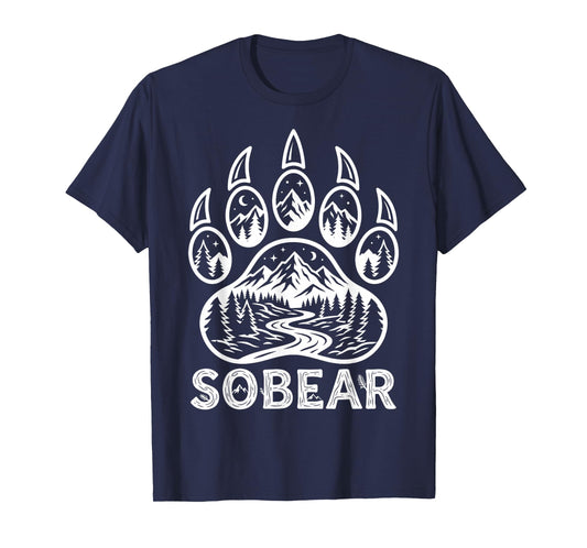 Sobear Sobriety Anniversary Sober AA NA Recovery Bear Paw T-Shirt