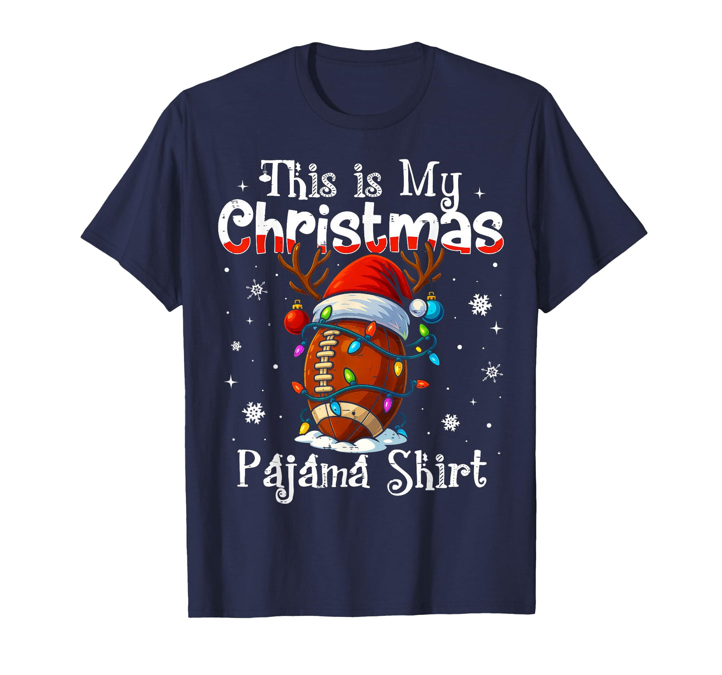 This is My Christmas Pajama Shirt Football Xmas PJs Sports T-Shirt