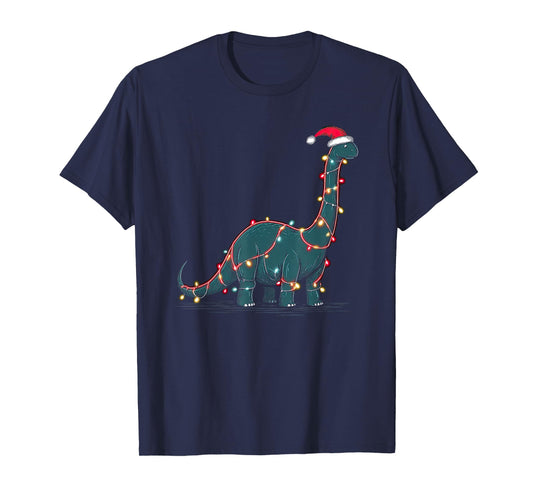 Funny Brachiosaurus Christmas Graphics Dinosaur Lights Lover T-Shirt