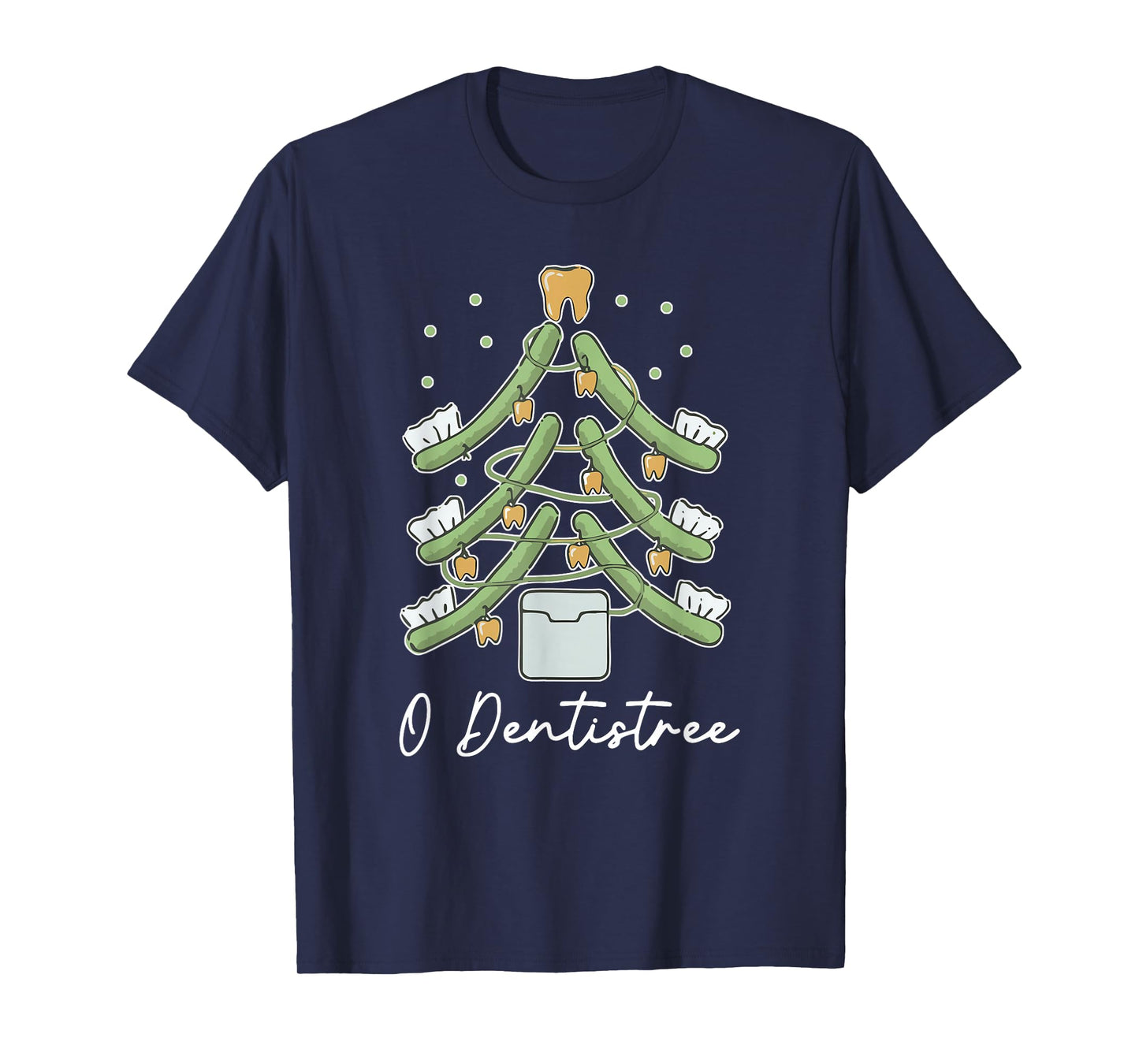 Cute Funny O Dentistree Teeth Brush Christmas Tree Dental T-Shirt