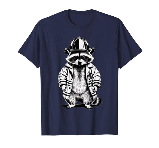 Funny Firefighter Raccoon T-Shirt