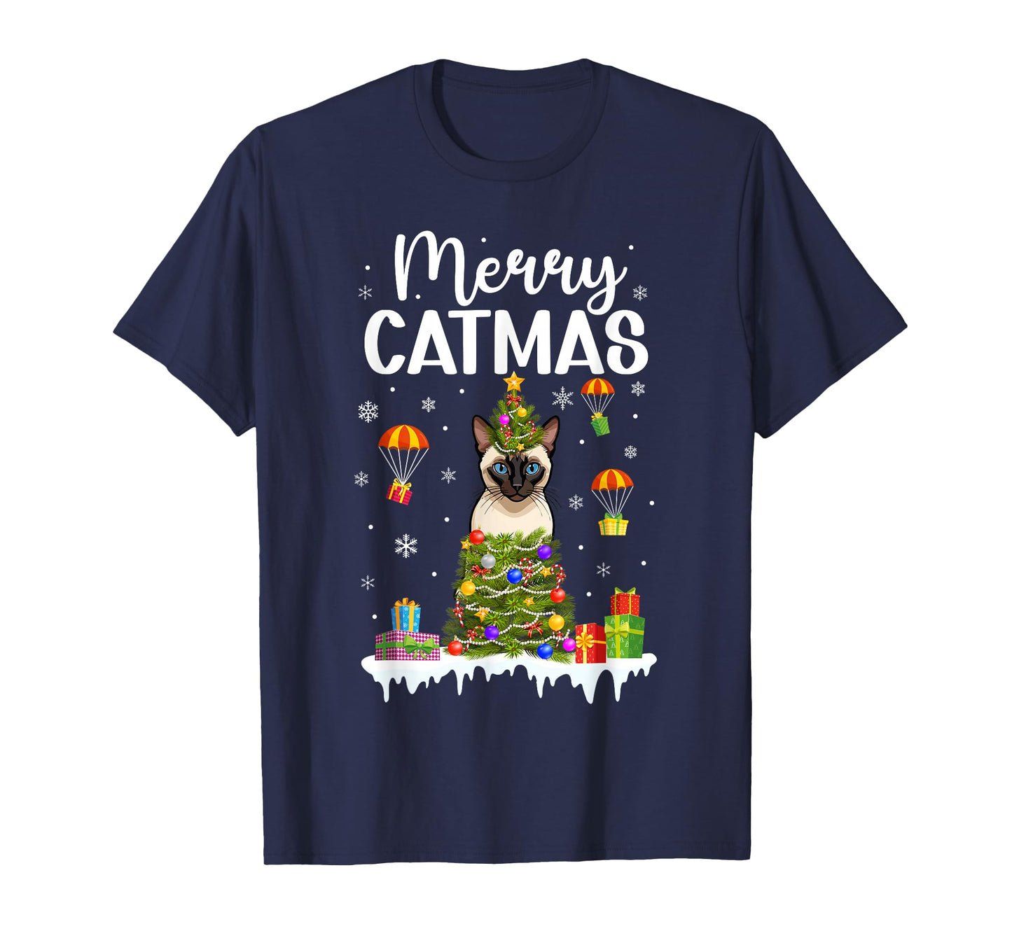Merry Catmas Siamese Christmas Siamese Cat Xmas Party T-Shirt
