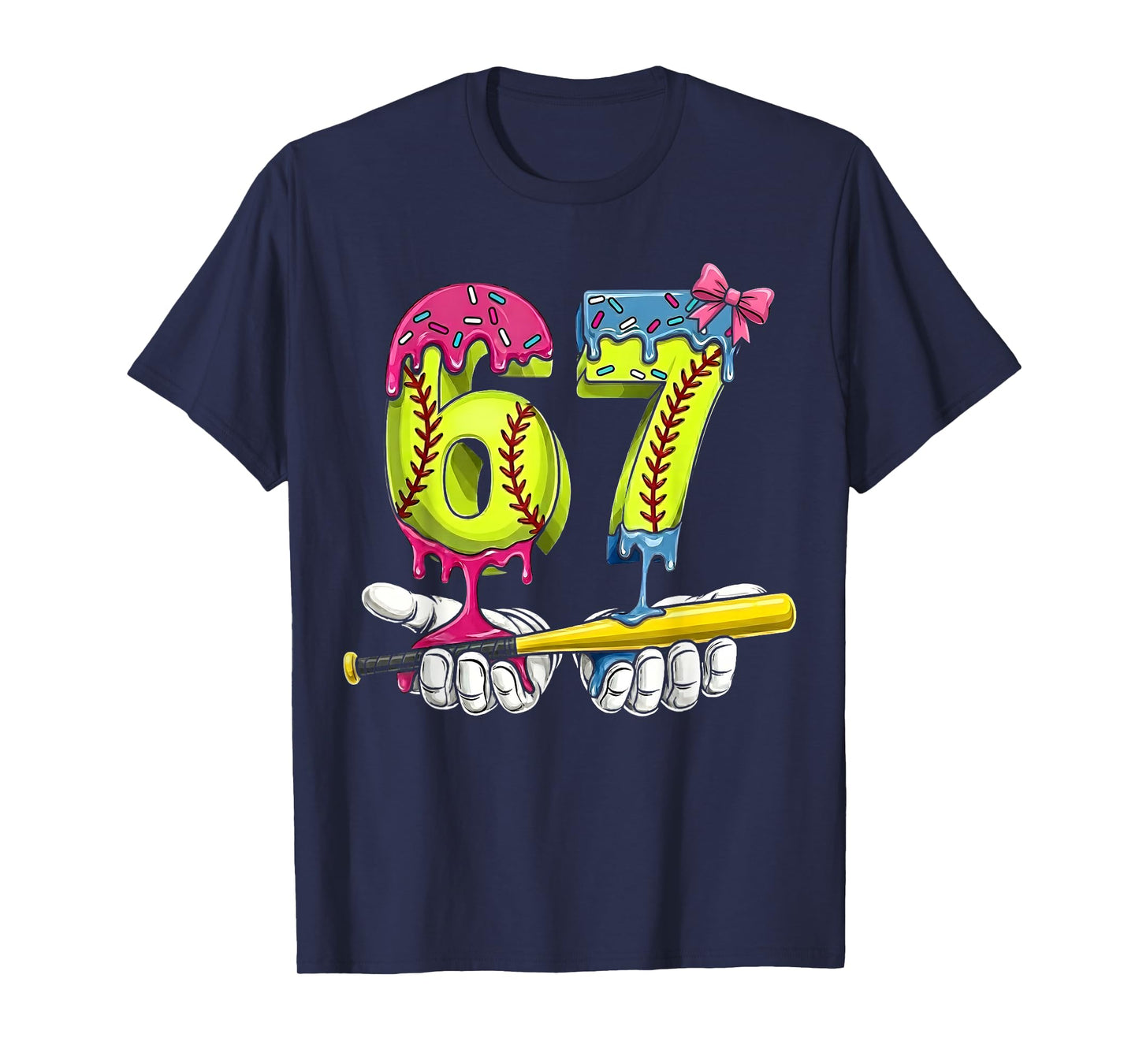 Softball 67 Ice Cream Drip Six Seven Boys Funny Meme T-Shirt