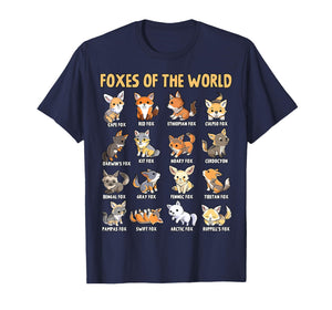 Kawaii Foxes of The World Funny Educational Animal Fox Lover T-Shirt
