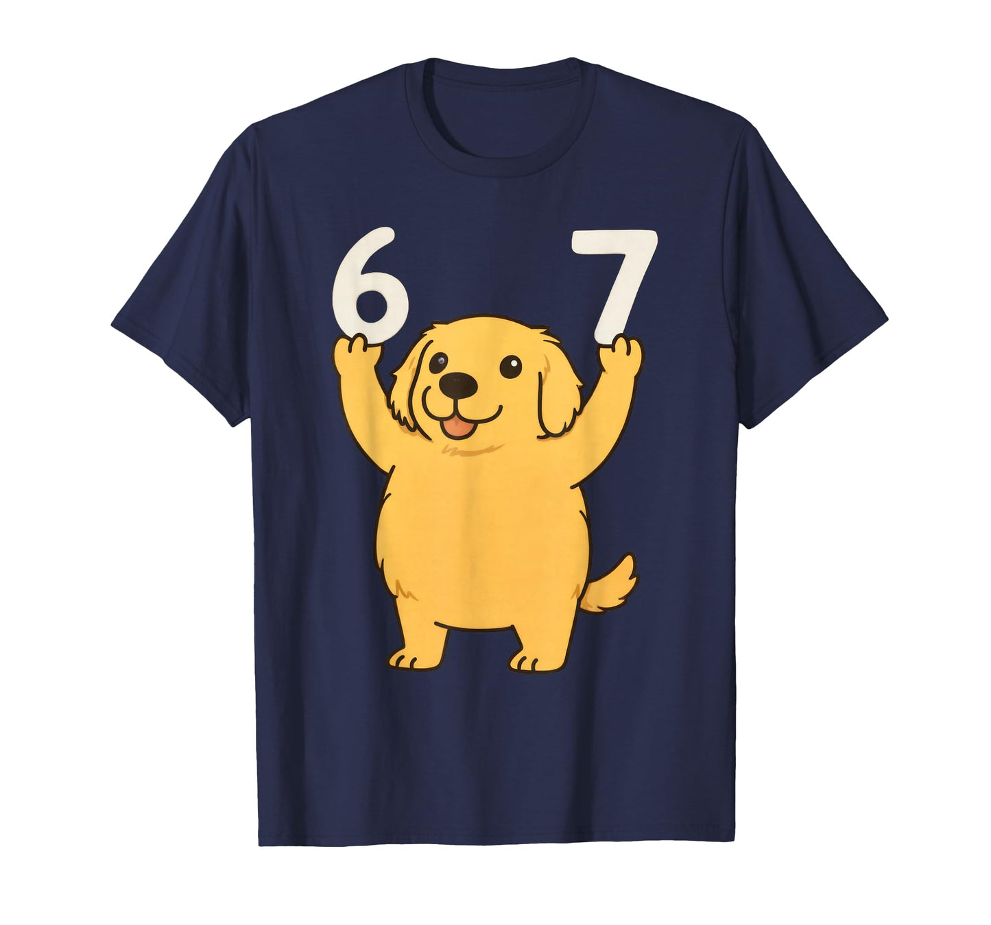 Golden Retriever Dog 67 Meme Six Seven Funny T-Shirt