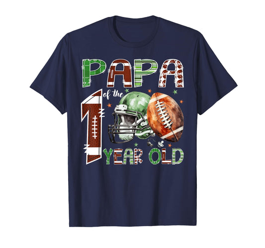 Papa of The 1 Year Old Football Lover 1st Birthday Boy T-Shirt