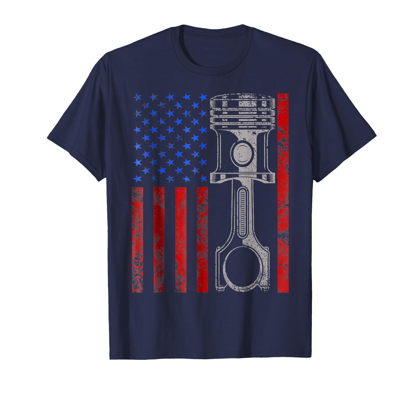 American Flag Piston Muscle Car Patriotic Vintage T-Shirt