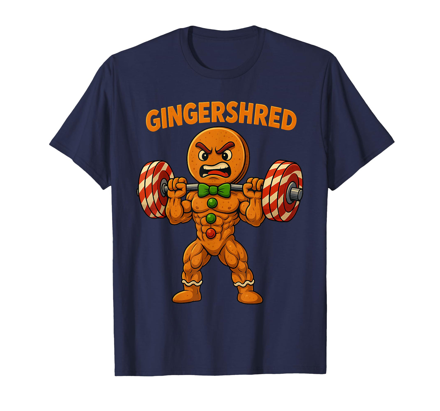 Gingershred Funny Gingerbread Christmas Gym Workout Xmas Men T-Shirt