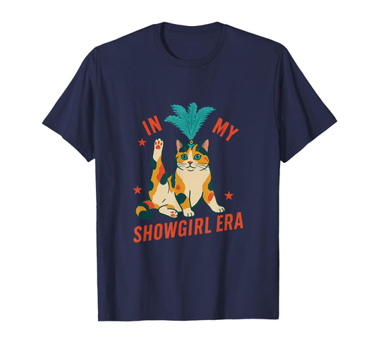 Funny Cat in Showgirl Costume Retro Humor T-Shirt