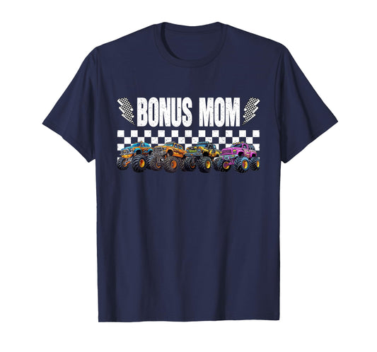 Bonus Mom Retro Monster Truck Family Crew Birthday Matching T-Shirt