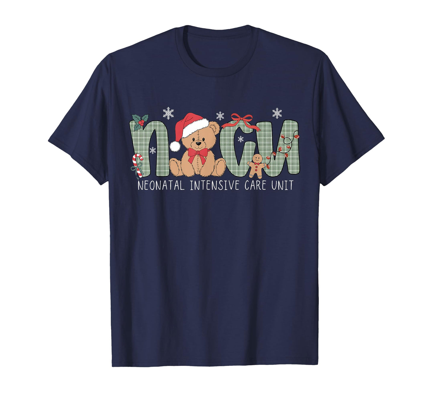 NICU Nurse Xmas Cute Bear Neonatal Intensive Care Unit Women T-Shirt