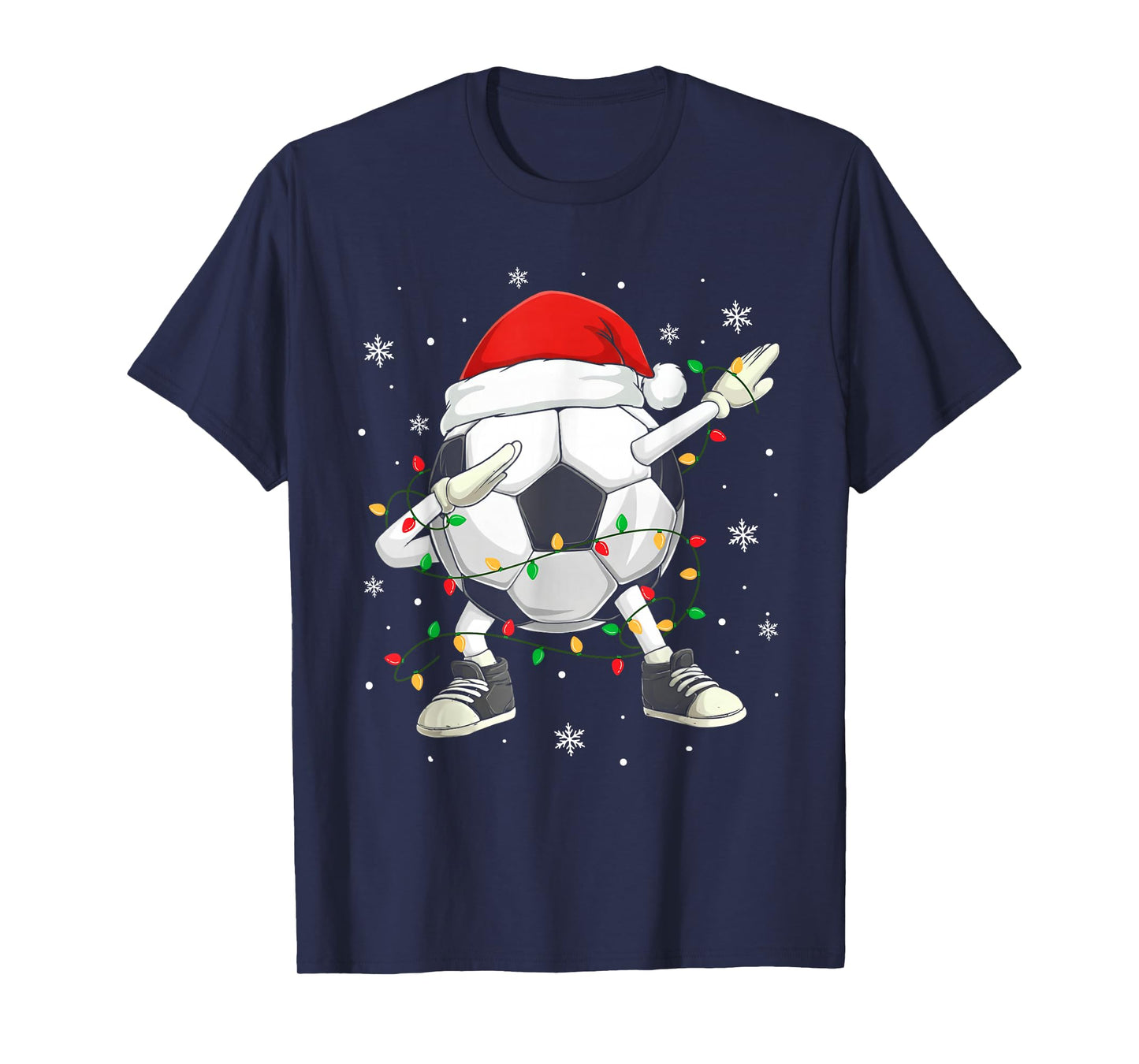 Santa Soccer Ball Sports Christmas Soccer Player Men Boys T-Shirt