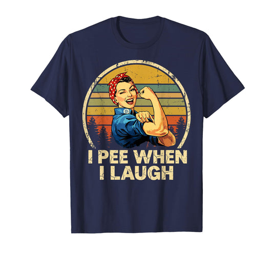 Funny I Pee When I Laugh Retro Woman Winking Sunset T-Shirt