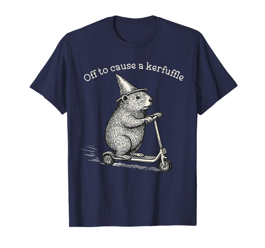 Whimsical Capy Wizard Off to Cause A Kerfuffle Meme Capybara T-Shirt